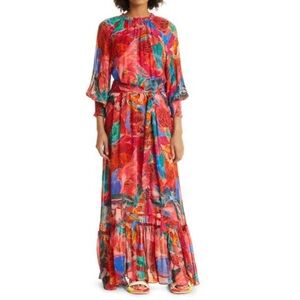 NWT Farm RIO Vibrant Floral Maxi Dress size S